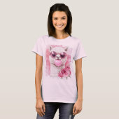 Schattige Alpaca T-shirt – Bubblegum Llama met Sun (Voorkant volledig)