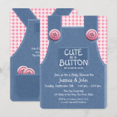 Schattige als een Button Denim en Pink Kaart (Voorkant / Achterkant)