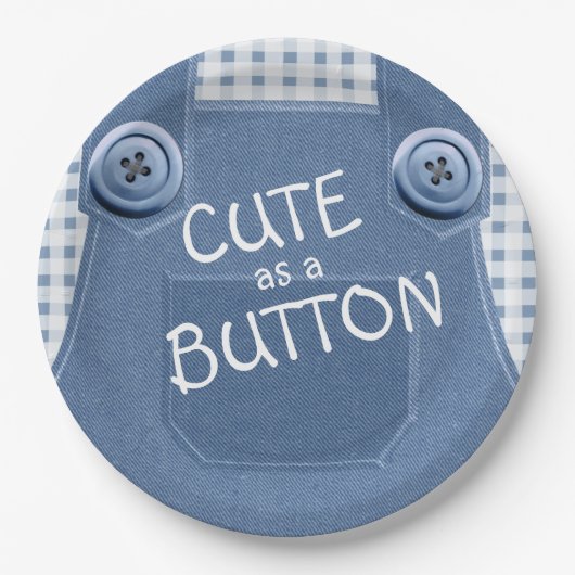 Schattige als een Button Denim Overalls Paper Bord (Voorkant)
