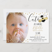 Schattige als kan Bee 1st Birthday Party Foto Kaart (Voorkant)