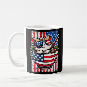 Schattige-Amerika Kat Eten Ramen Koffiemok