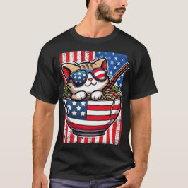 Schattige-Amerika Kat Eten Ramen T-shirt