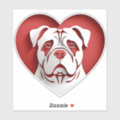 Schattige Amerikaans Bulldog Hart Hondenliefhebber Sticker (Vel)