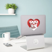 Schattige Amerikaans Bulldog Hart Hondenliefhebber Sticker (Laptop op bureau)
