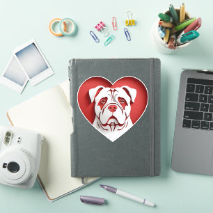 Schattige Amerikaans Bulldog Hart Hondenliefhebber Sticker