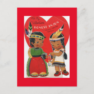 Schattige Amerikaans Indiaas Kinderen Valentijn Briefkaart