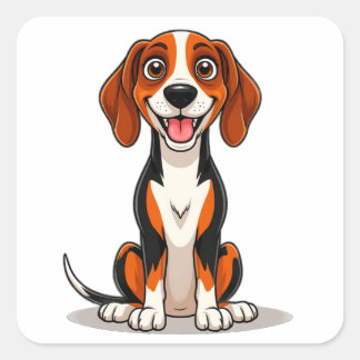 Schattige Amerikaanse Engelse Coonhound Huisdier Vierkante Sticker