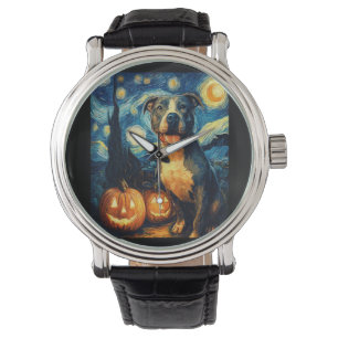 Schattige Amerikaanse Staffordshire Terriër Hond H Horloge