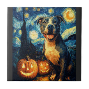 Schattige Amerikaanse Staffordshire Terrier hond H Tegeltje