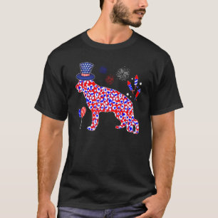 Schattige Amerikaanse Vlag Luipaard Duitse Herder T-shirt