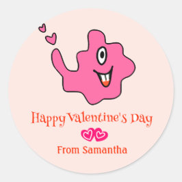 Schattige Amoebamonster Kinder Valentijn Ronde Sticker