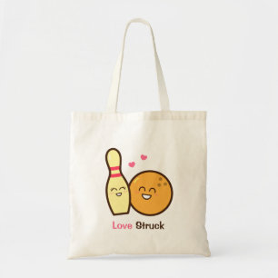 Schattige Amusante Bowlingbal en Prikkelende Liefd Tote Bag