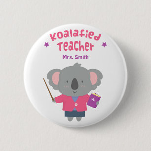 Schattige Amusante Woordspeling Koala Beer Lerares Ronde Button 5,7 Cm