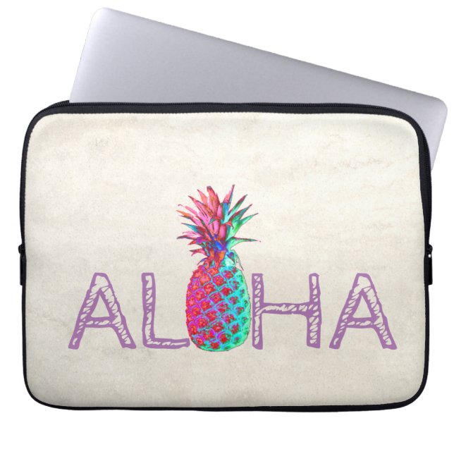 Schattige anananas Aloha Hawaiian Laptop Sleeve (Voorkant)