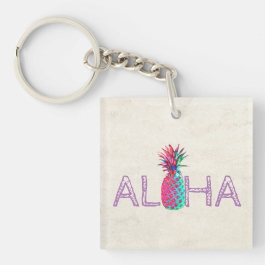 Schattige anananas Aloha Hawaiian Sleutelhanger (Voorkant)