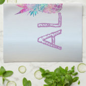 Schattige anananas Aloha Hawaiian, zilver Theedoek (Gevouwen)