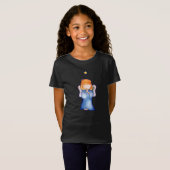 Schattige Angel of Peace Meisje blauw Kerst T-shir T-shirt (Voorkant volledig)