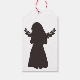 Schattige Angel Silhouet (kies een achtergrondkleu Cadeaulabel