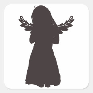 Schattige Angel Silhouet (kies een achtergrondkleu Vierkante Sticker
