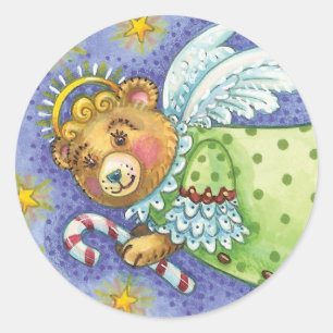 Schattige Angel Teddy Bear Kerst sticker