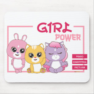 Schattige Animal Frienz Art Print: Meisje Power Muismat
