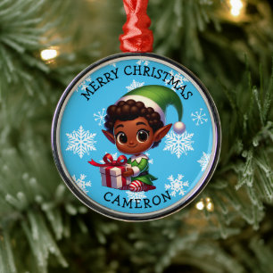 Schattige Anime Elf van Kleur Persoonlijke Kerstmi Metalen Ornament