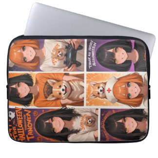 Schattige Anime Halloween Collage Kunst | Griezels Laptop Sleeve