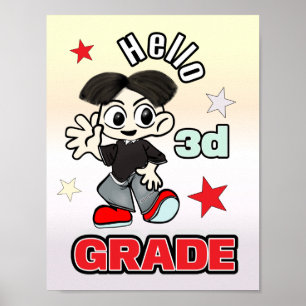 Schattige Anime Jongen Hallo 3e Klas Poster