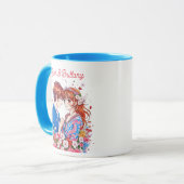 Schattige anime koppel knuffelen gepersonaliseerd mok (Voorkant links)
