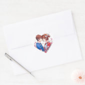 Schattige anime koppel knuffelen hart sticker (Envelop)
