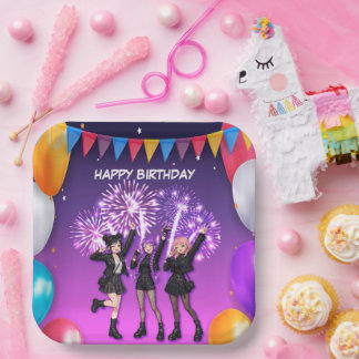 Schattige Anime Kpop Idol Gelukkige Verjaardagsfee Papieren Bordje
