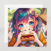 Schattige anime meisje eten een pindakaas en gelei (Voorkant / Achterkant)