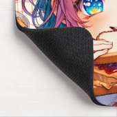 Schattige anime meisje eten een pindakaas en gelei muismat (Hoek)