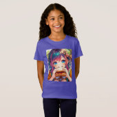 Schattige anime meisje eten een pindakaas en gelei t-shirt (Voorkant volledig)