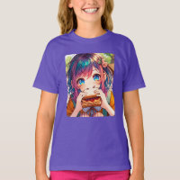 Schattige anime meisje eten een pindakaas en gelei