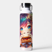 Schattige anime meisje eten een pindakaas en gelei