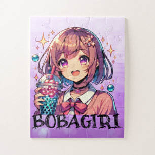 Schattige Anime Meisje Holding Bubble Tea Geperson Legpuzzel
