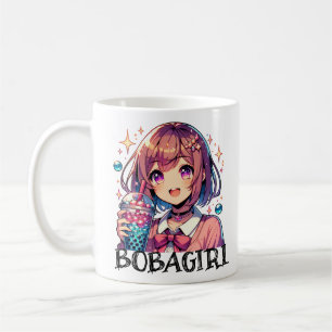 Schattige Anime Meisje Holding Bubble Tea Koffiemok
