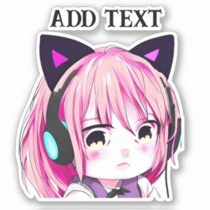 Schattige Anime Meisje met Kattenoren Sticker