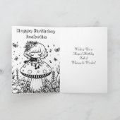 Schattige anime meisje met viool op paddenstoelver kaart (Binnen)