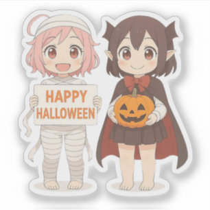 Schattige anime mummie & vampier meisjes sticker