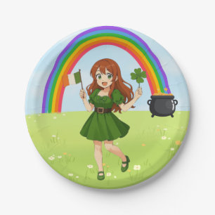 Schattige anime roodharige St. Patrick's Day Papieren Bordje