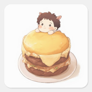 Schattige anime-Sticker Vierkante Sticker