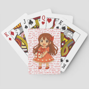 Schattige anime Valentijnsdag  Pokerkaarten