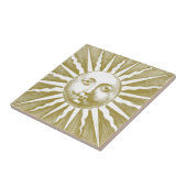 Schattige Antiek Gouden Zon Gezicht Tegeltje (Zijkant)