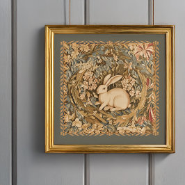 Schattige Antiek konijn in middeleeuwse wandtapijt Poster