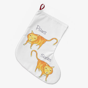 Schattige Apathische Oranje Kat Grote Kerstsok