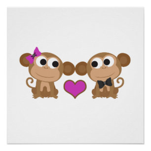 Schattige apenliefde perfect poster