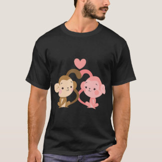 Schattige apenpaar Valentijnsdag voor meisjes jong T-shirt