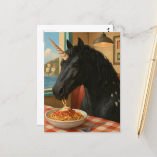 Schattige Appaloosa Eenhoorn Eten Pasta Briefkaart